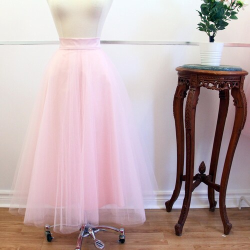 Tea length tulle Skirt, multiple colours, light pink tulle, prom dress, 2 piece, adult tulle skirt, wedding dress, casual wedding dress