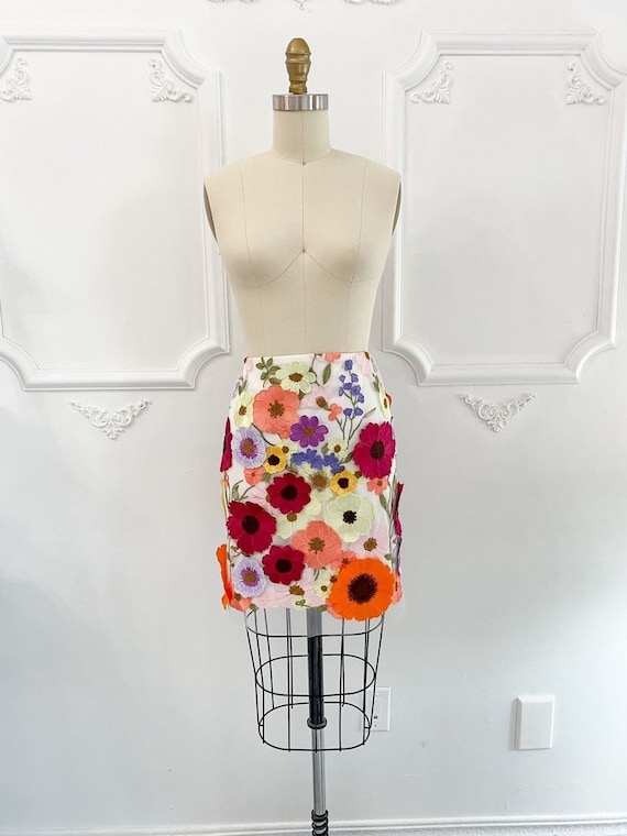 3D Floral Miniskirt Matching Set Embroidered Floral Skirt Etsy Canada