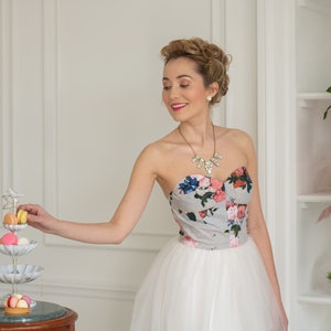 plain top floral bottom dress