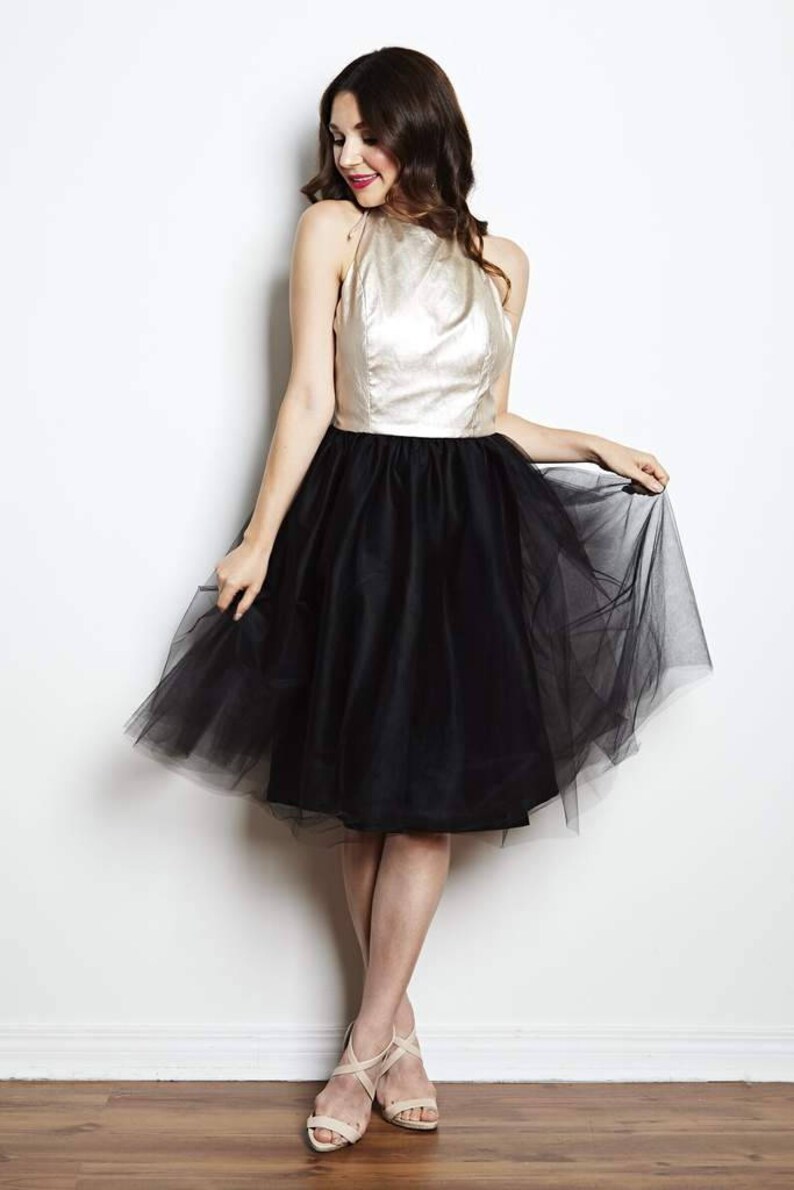 Leather Detailed Prom Dress