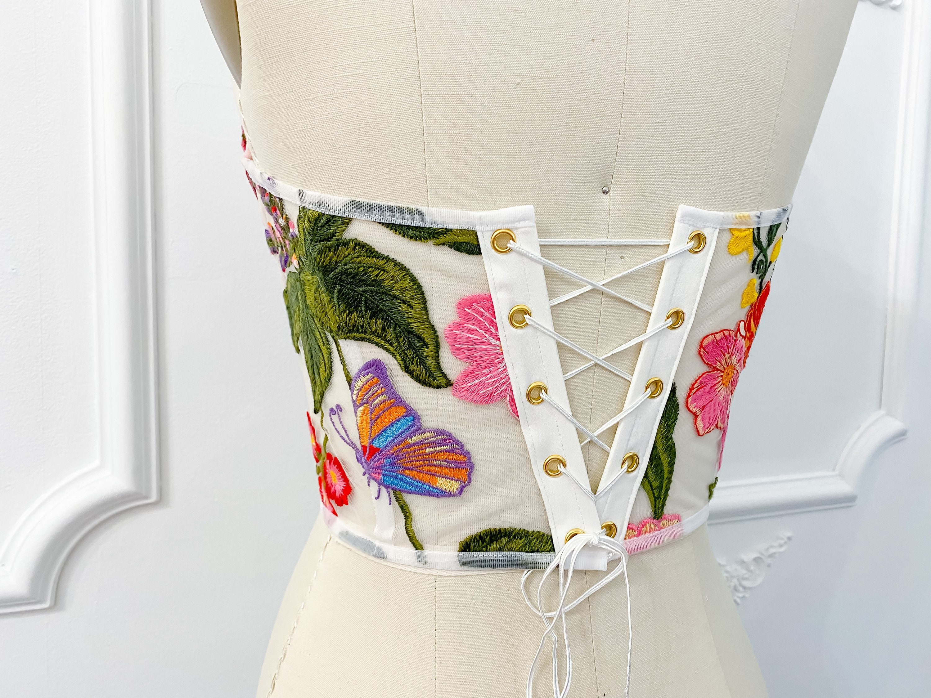 Buy Embroidered Floral and Butterfly Corset Top, Wedding Corset 