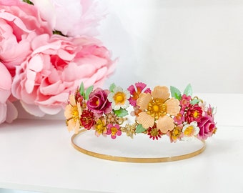 Hand painted floral coronet, flower tiara, floral crown,