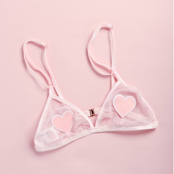 Pink Heart Bralette, Triangle Bra, Mesh Bralette, Valentines Gift, Bridal  Lingerie, Summer Lingerie, Rose Gold -  Canada