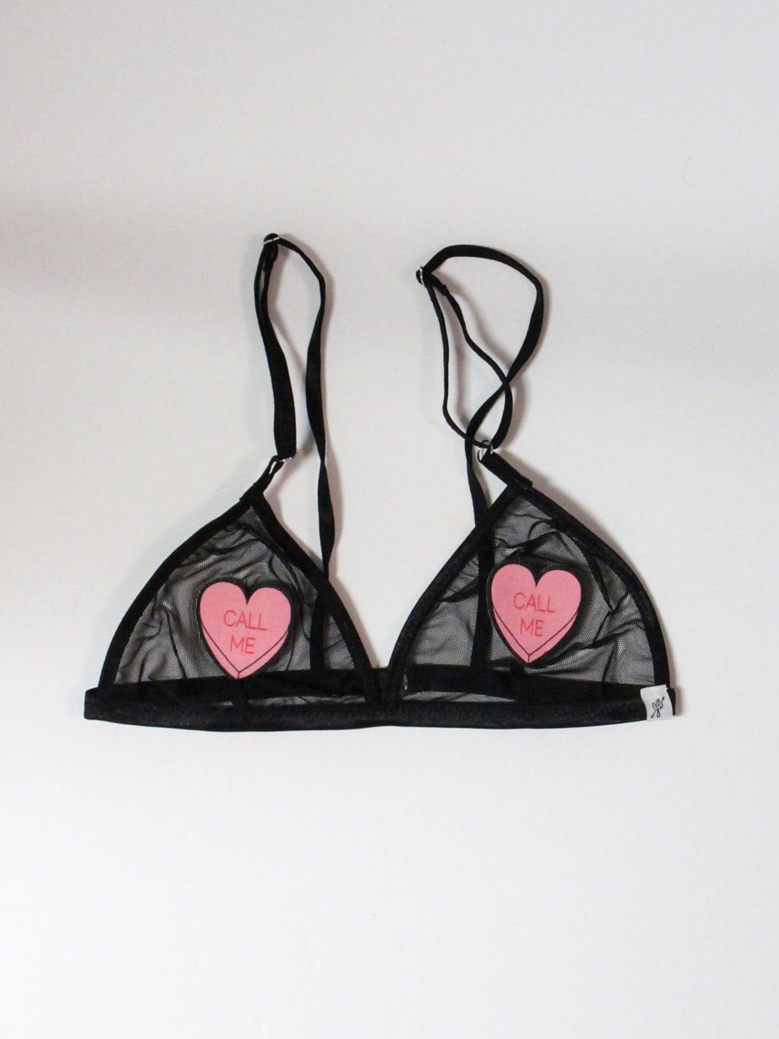 Sweetheart bra, heart bralette, triangle bra, black mesh bralette, valentines day lingerie, bralette, conversation heart