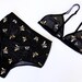 Embroidered bee lingerie set, triangle bra, bees, black bralette, high waist panties,embroidery, brazilian panty, bridal lingerie 