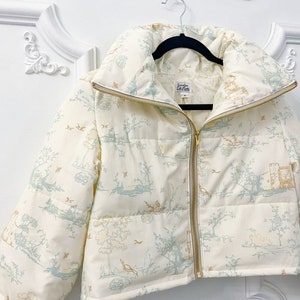 Floral puffer jacket, cropped funnel neck puffer spring jacket image 8