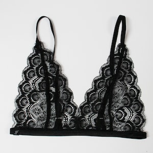 Lace bralette, plume, simple lace bralette, triangle bralette, black lace bra, lace lingerie, every day bralette