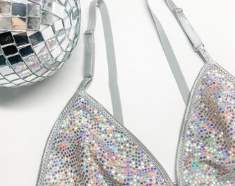 silver sparkly bralette