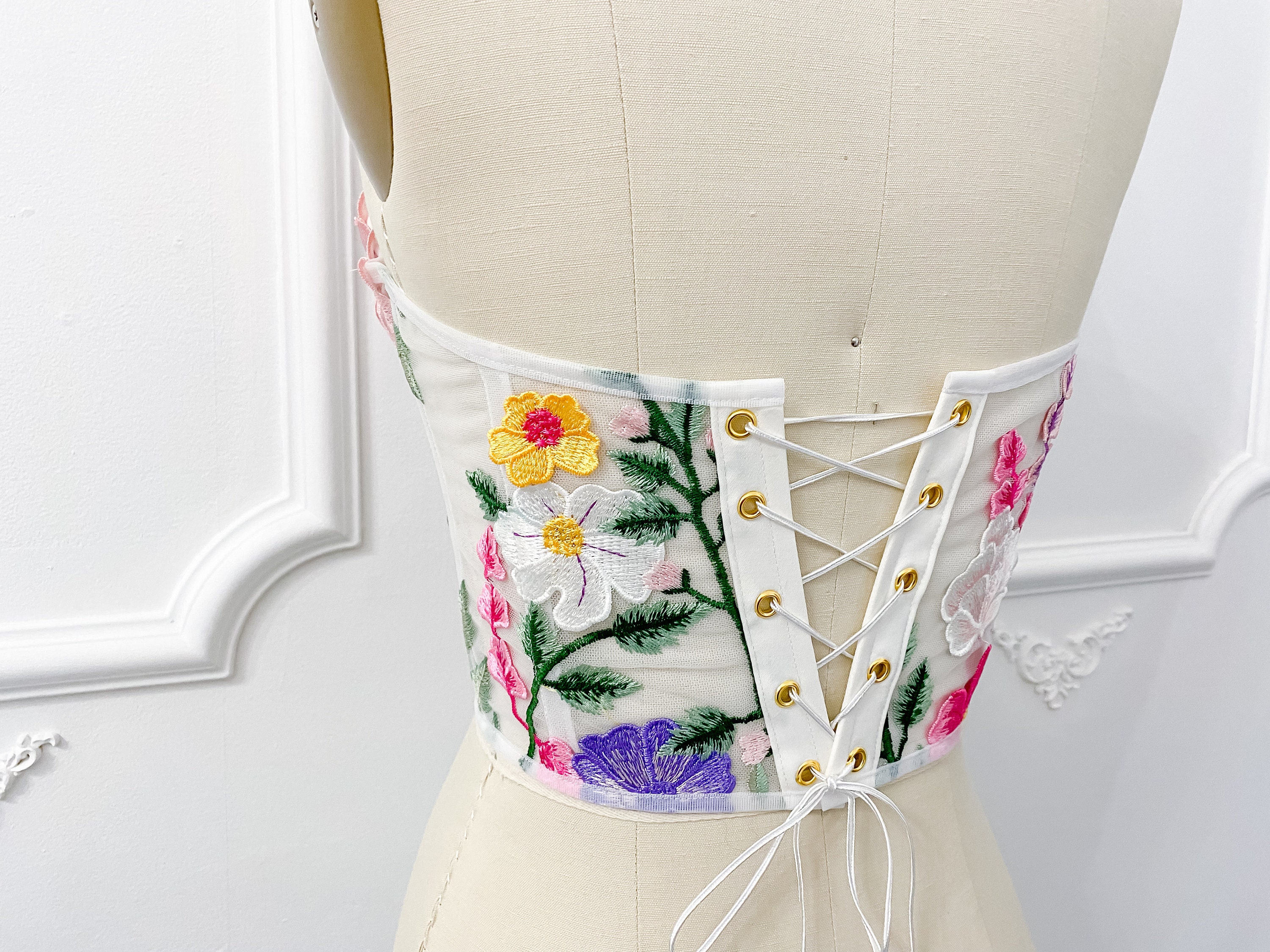 Embroidered Floral Corset Top, Wedding Corset, Floral Wedding