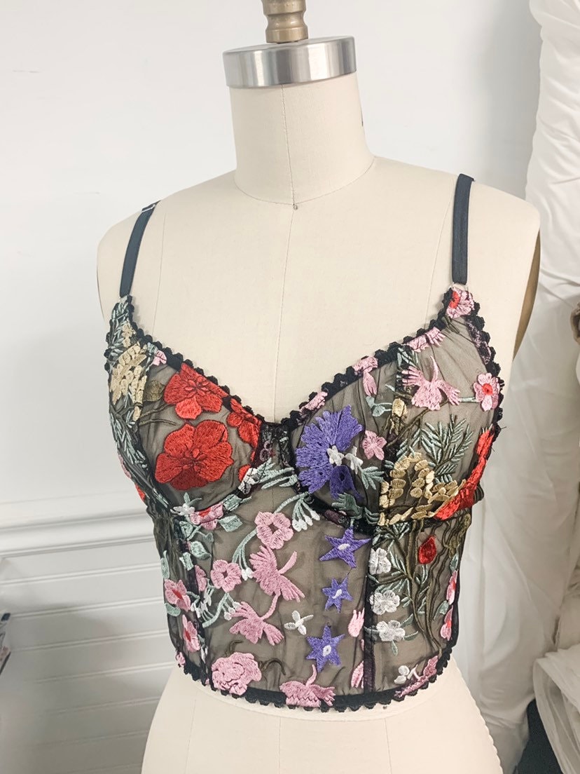 Floral Embroidered Bra