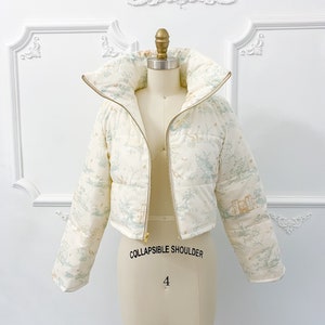 Floral puffer jacket, cropped funnel neck puffer spring jacket image 10