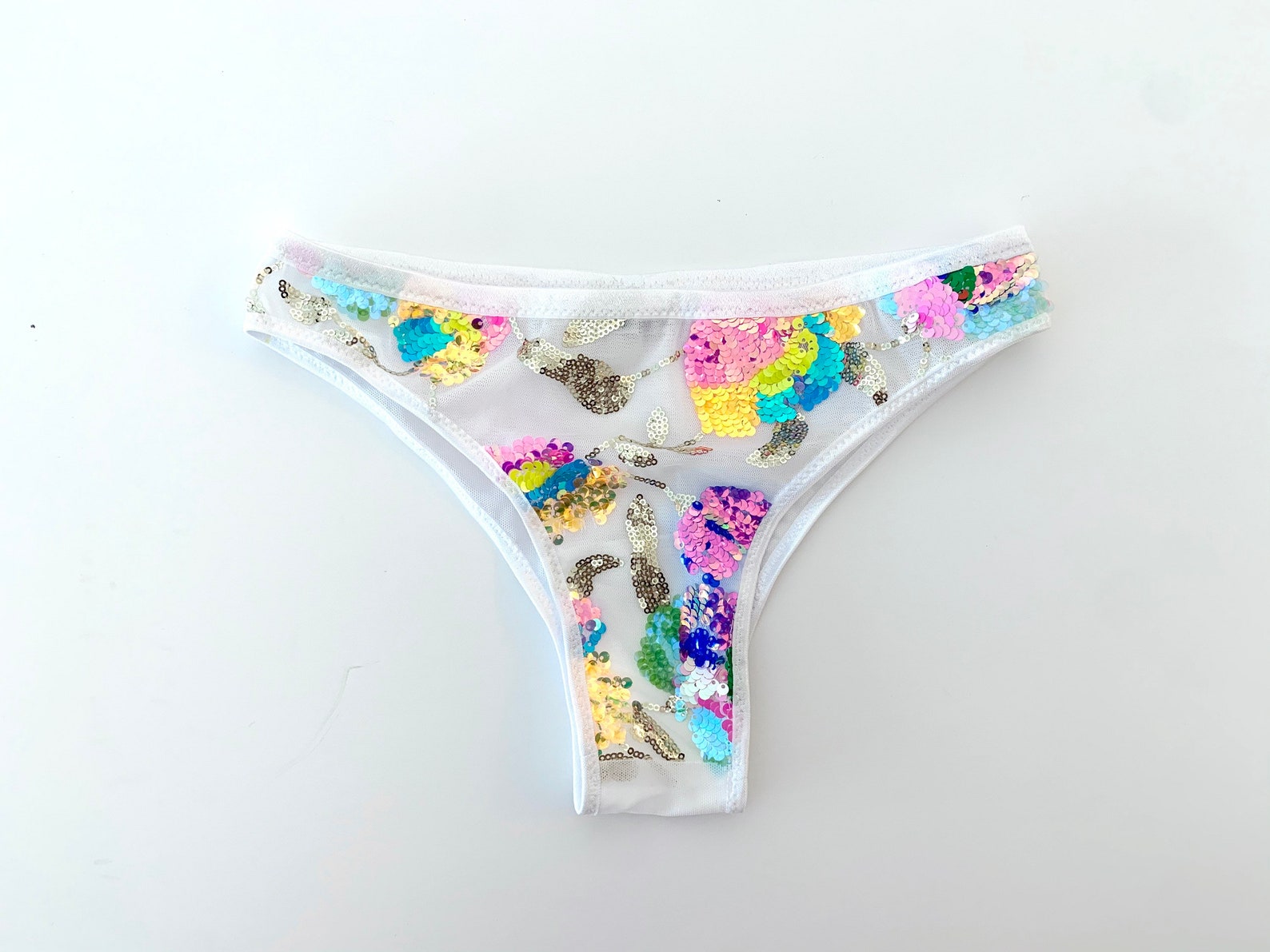 Sequin Floral Panties Brazilian Panty Neon Floral Boudoir - Etsy