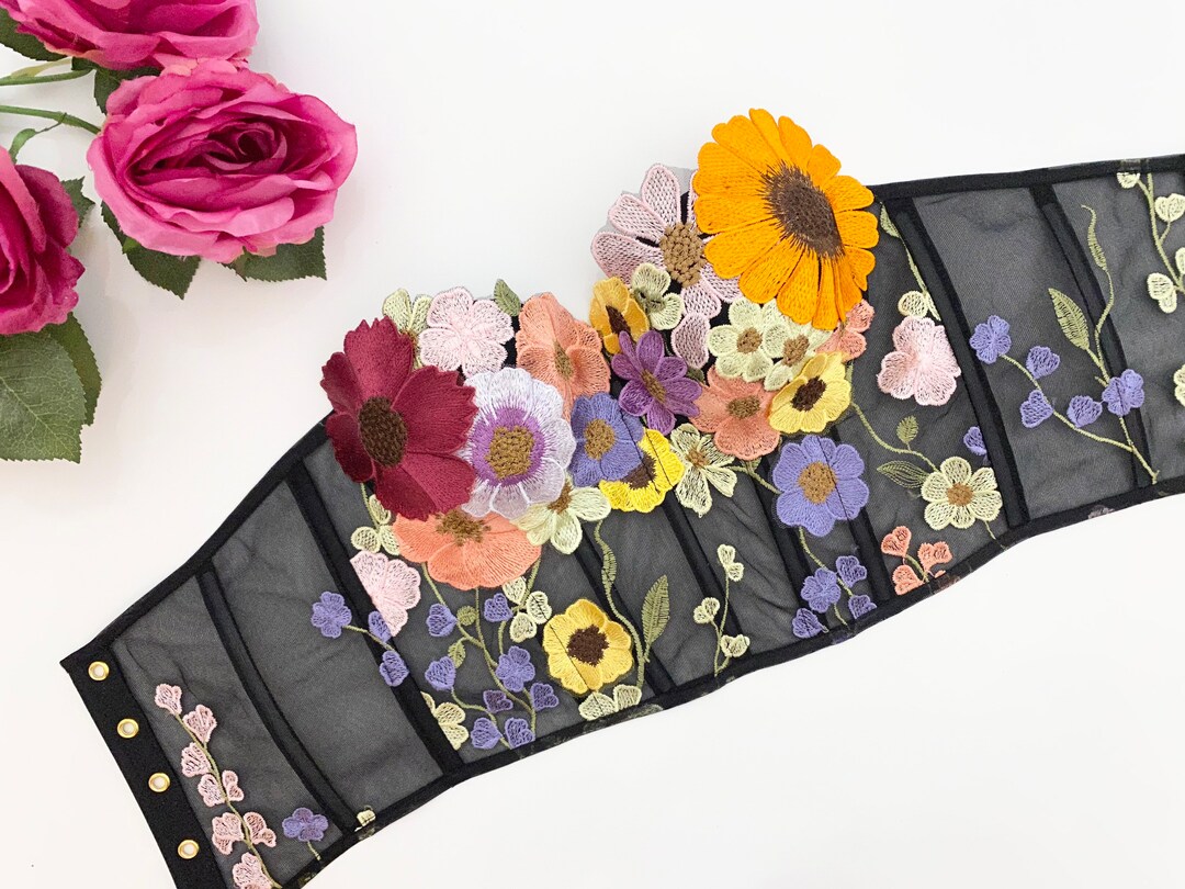 Embroidered Black Floral Corset Top, Wedding Corset, Flower Corset, Prom Corset, Music Festival Fashion - Etsy Embroidered Black Floral Corset Top, Wedding Corset, Flower Corset, Prom Corset, Music Festival Fashion - Etsy