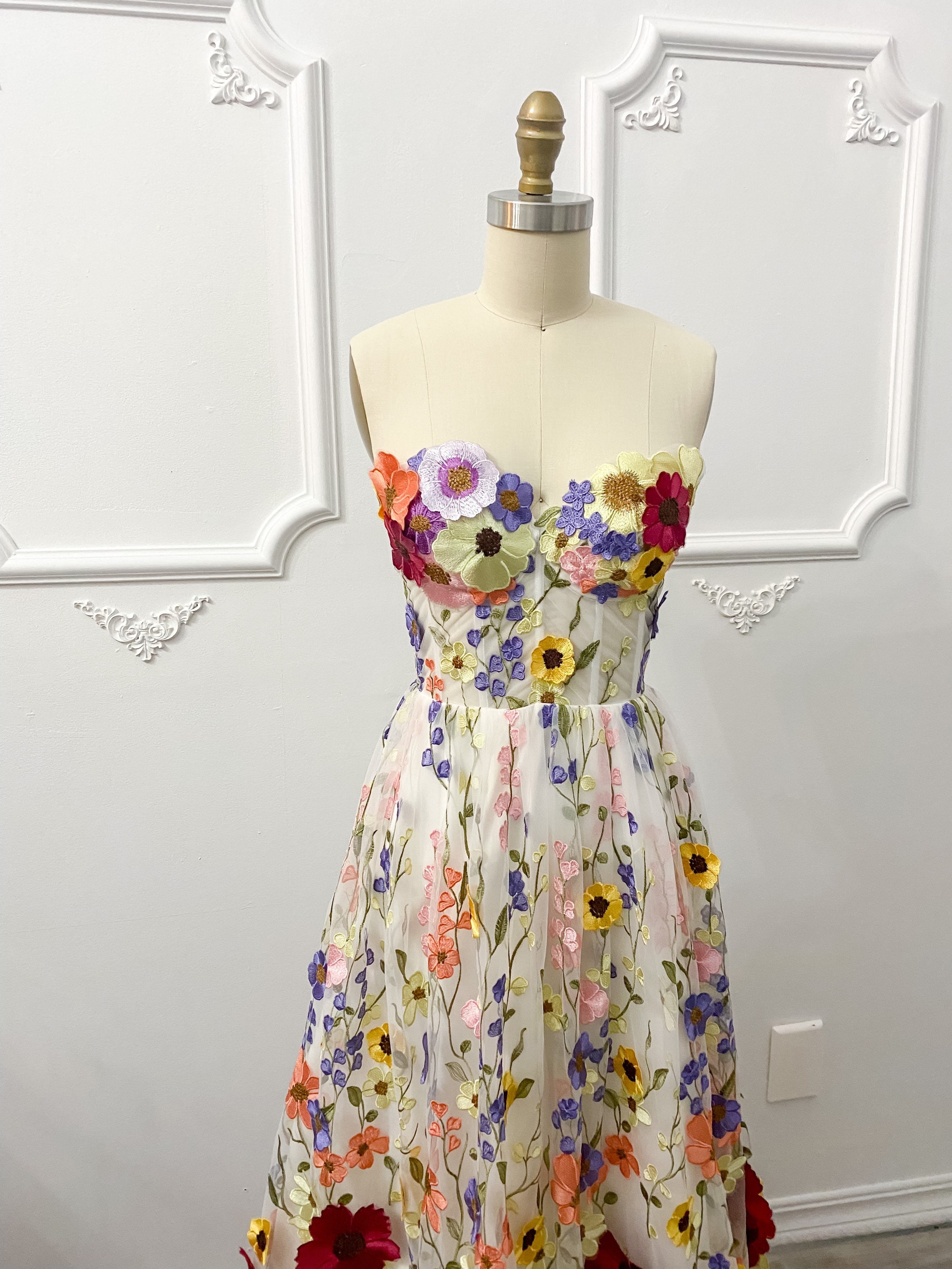 Embroidered Gown 3D Floral Wedding Dress Embroidered Dress | Etsy