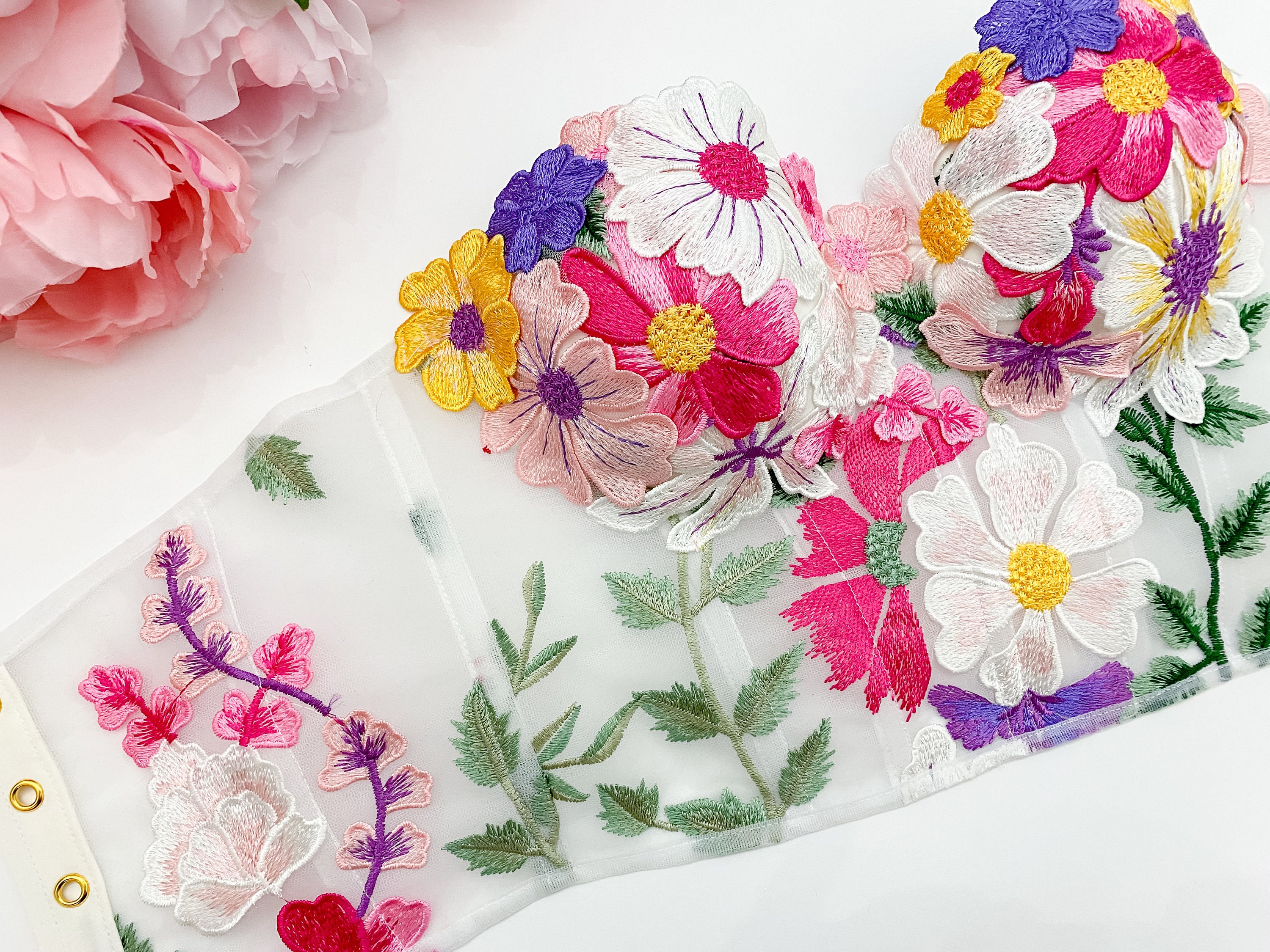 Flora Embroidery Corset / Handmade Bustier - Etsy