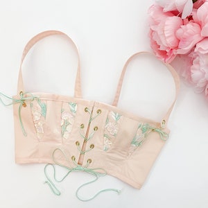Gorset Bralette w kolorze różu Regency: haftowany bawełniany krótki top