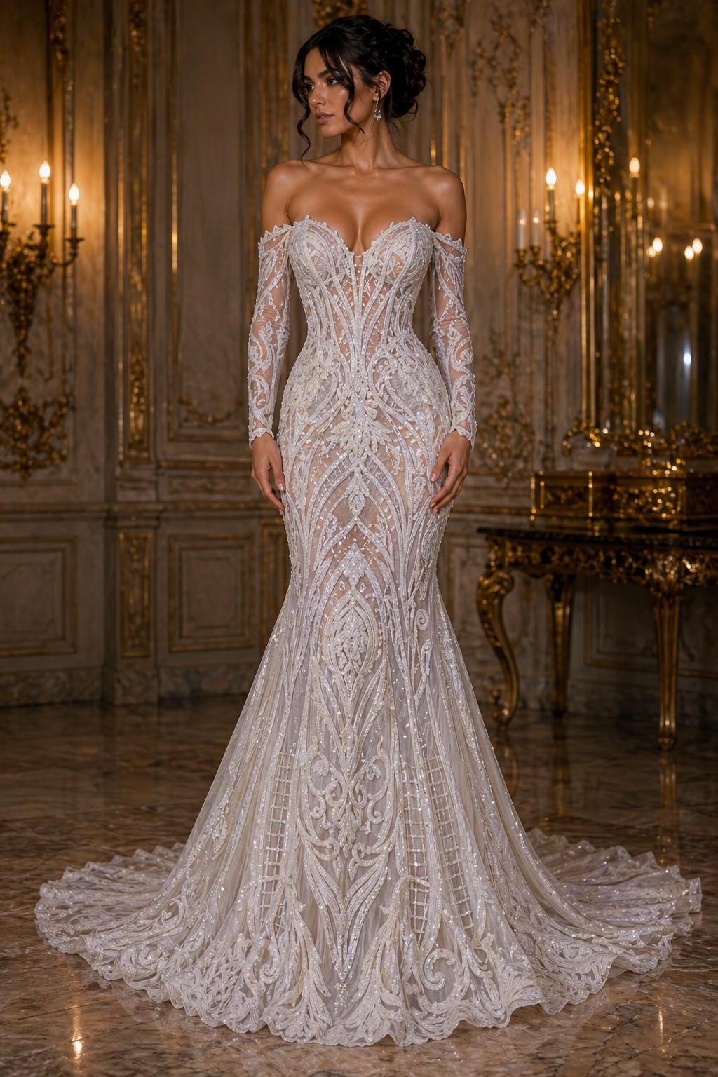 glitter white prom dress Sequin Style:strapless