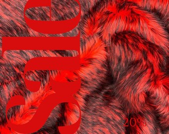 HUSKY - Tkanina z długim włosiem, sztuczne futro, cięte na wymiar, Husky Faux Fake 2 Tone Shaggy