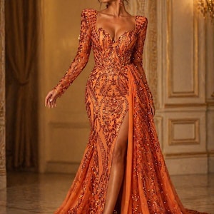 Burnt Orange Prom Dress - Etsy Burnt Orange Prom Dress - Etsy