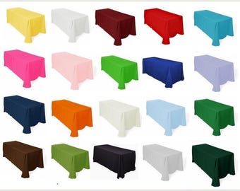 108" x 120" Polyester Poplin Washable Rectangular Tablecloth, Table Cover Fabric Cloth for Dinning, Kitchen, Party. 27 Colors Available