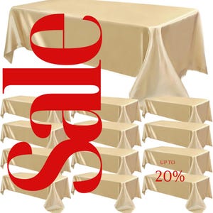 CHAMPAGNE - 12 PACK - Tablecloth Satin Tablecloth Wedding Rectangle Tablecloth Smooth Fabric Overlay Cover for Wedding Banquet Party Events