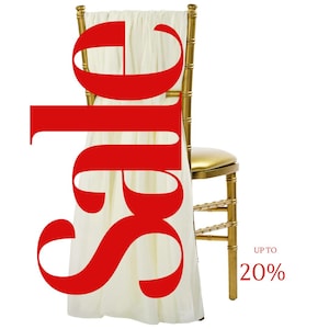 IVORY/CREAM - Chiffon Chair Sash Cover Aisle Decorations Draping Fabric for Party Ceremony Reception Floral Arrangement Banquet Outdoor Deco