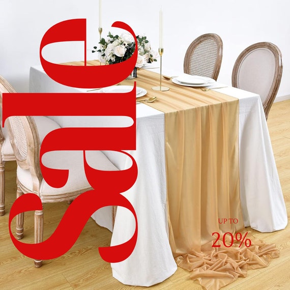 2 Runner Da Tavolo Oro 11x108 Pollici - Tulle Con Lamina Dorata Per Matrimoni E Feste