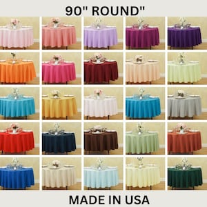 90 &quot;RUND - Polyester runde Popeline waschbare Tischdecke - Tischabdeckung Stofftuch für Esszimmer, Küche, Party, Urlaub. Wählen Sie Farbe