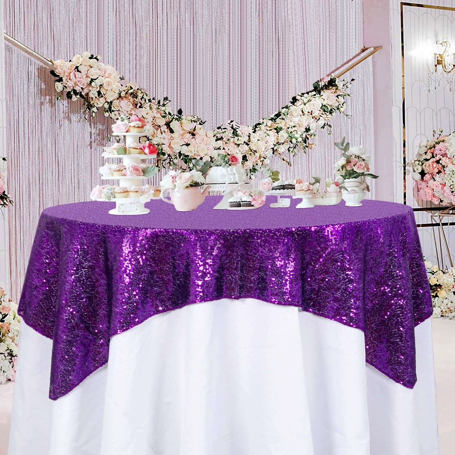 SEQUIN Sequin Tablecloth Sequin Overlay Glitter Table Cover Dinning ...