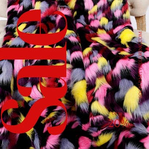 Multi-Color Animal Fake Faux Fur Fabric By The Yard.| Faux Fur | High Quality Ultra Soft Fur Fabric .