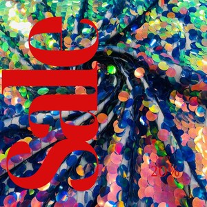 ROND: pailletten pailletten mesh stof/54 inch breed op maat gesneden.