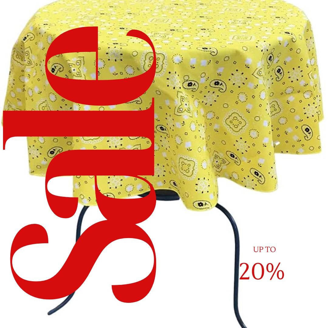 Yellow Dol YELLOW - Bandanna - Round Print Poly Cotton Tablecloth, Table Cover ...