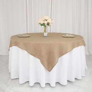 Rustikale Sackleinen Tischdecke/Quadrat Tischdecke Overlay 60 "x 60" Naturton Tischdecke Cover
