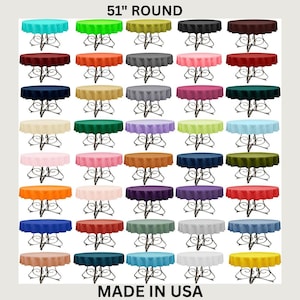 51 &quot;RUND - Polyester Popeline Waschbar Runde Tischdecke - Tischabdeckung Stoff Tischdecke für Esszimmer, Küche, Party, Urlaub. Wählen Sie Farbe