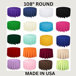 108 &quot;RUND - Polyester runde Popeline waschbare Tischdecke - Tischabdeckung Stofftuch für Esszimmer, Küche, Party, Urlaub. Wählen Sie Farbe