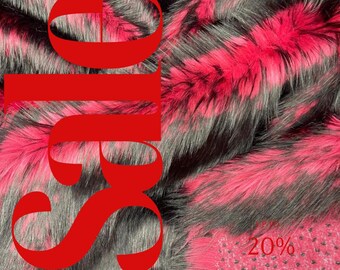 HUSKY - Tkanina z długim włosiem, sztuczne futro, cięte na wymiar, Husky Faux Fake 2 Tone Shaggy