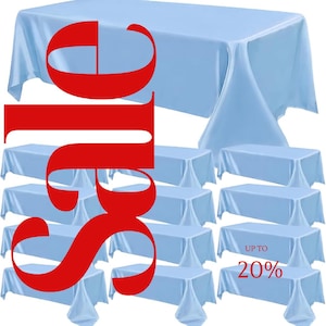 LT BLUE - 12 PACK - Tablecloth Satin Tablecloth Wedding Rectangle Tablecloth Smooth Fabric Overlay Cover for Wedding Banquet Party Events