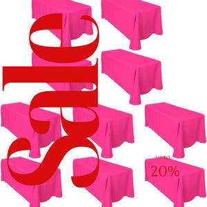 FUCHSIA -  10 PACK - Polyester Poplin Washable Rectangular Tablecloth, Table Cover Fabric Table Cloth for Dinning, Kitchen, Party