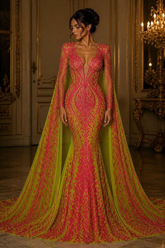 neon green and pink dress Hot Pink/neon - Marvelous Luxury Shiny Sequin 4-way Stretch Mesh Fabric – Prom & Evening Material by the Yard hot pink and lime green wallpaper