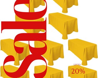 GOLD -  10 PACK - Polyester Poplin Washable Rectangular Tablecloth, Table Cover Fabric Table Cloth for Dinning, Kitchen, Party