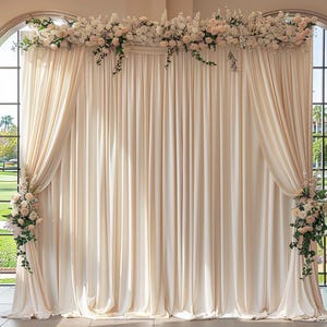 10Ftx10Ft - CREMe - Faltenfrei Kulissenvorhänge für Partys - 2 Paneele 5 x 10 Fuß Interlock Backdrop für Hochzeiten, Geburtstag, Partyvorhänge