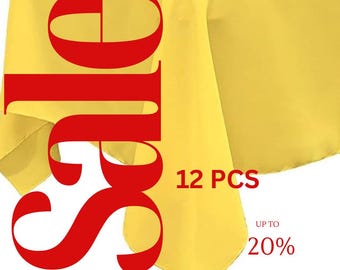 YELLOW - 12 PACK - Polyester Poplin Washable Rectangular Tablecloth, Table Cover Fabric Table Cloth for Dinning, Kitchen,Party