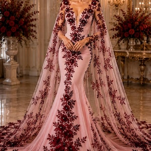 burgundy wedding dress sash Extra Long Burgundy Floral Lace Sash Belt by Satin Swank