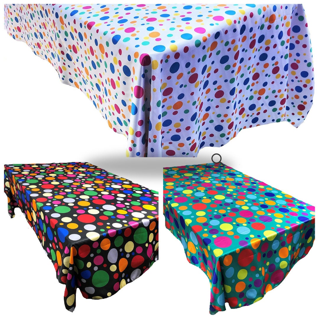 Colored Tablecloth SOCAL PARTY DECOR - Birthday Tablecloth Multi Color Polka Dot Satin ...