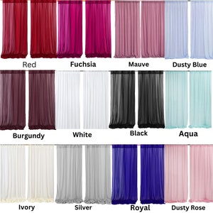 2 PANELS Chiffon Backdrop Curtains Drapes Sheer Chiffon Fabric Photography Curtain Drapes for Wedding Ceremony Party. 21 Colors Available