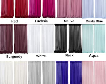 2 PANELS Chiffon Backdrop Curtains Drapes Sheer Chiffon Fabric Photography Curtain Drapes for Wedding Ceremony Party. 21 Colors Available