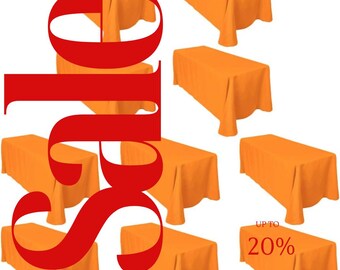 ORANGE -  10 PACK - Polyester Poplin Washable Rectangular Tablecloth, Table Cover Fabric Table Cloth for Dinning, Kitchen, Party