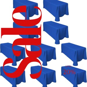 ROYAL BLUE -  10 PACK - Polyester Poplin Washable Rectangular Tablecloth, Table Cover Fabric Table Cloth for Dinning, Kitchen, Party