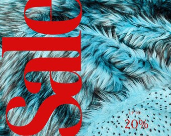 HUSKY - Tkanina z długim włosiem, sztuczne futro, cięte na wymiar, Husky Faux Fake 2 Tone Shaggy