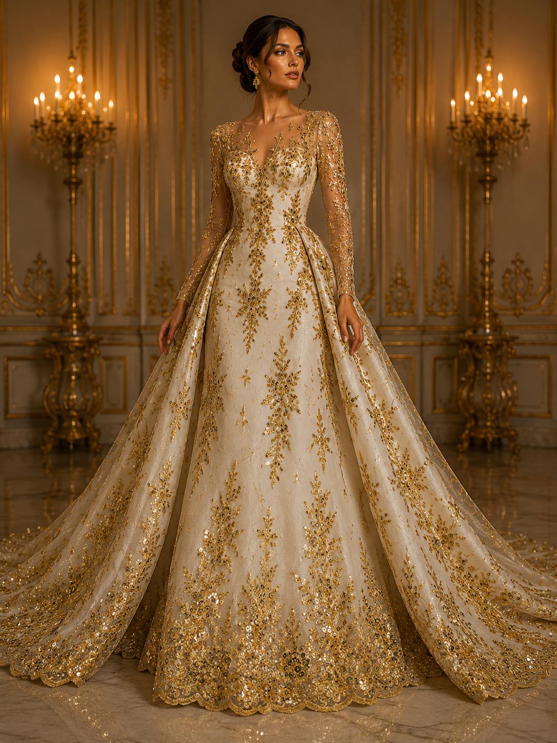 Gold Lace Dress